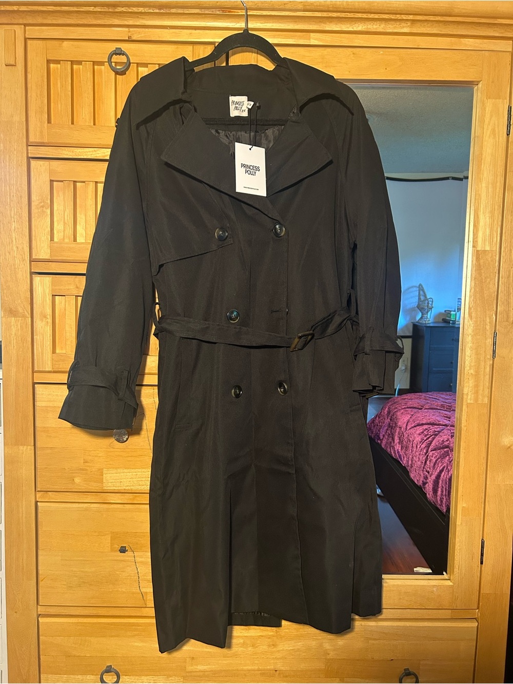 NWT Princess Polly Westwind Black Trench Coat size xs/s